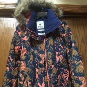 COPY - Roxy dry flight boarding ski jacket fur hood XS